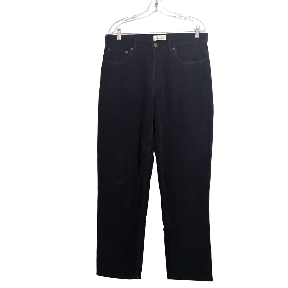 St. Johns Bay Mens Corduroy Pants Black Straight Leg 5-Pocket 34x32 Classic